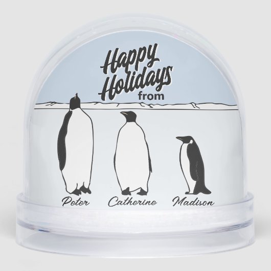 Penguin Family Personalized Christmas Snow Globe (Avant)