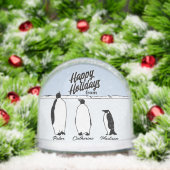 Penguin Family Personalized Christmas Snow Globe (Noël)