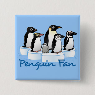 Penguin Fan Vierkante Button 5,1 Cm