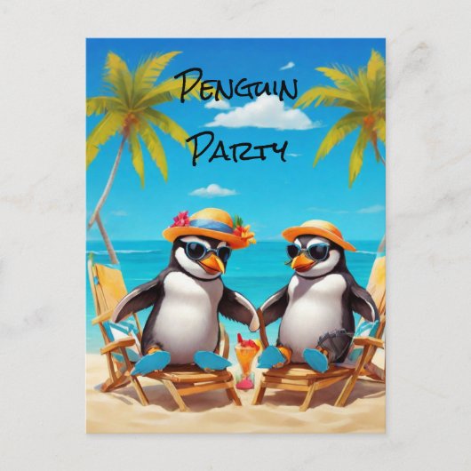 Penguin Feest Briefkaart (Voorkant)
