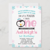Penguin First Birthday Invitation Kaart (Voorkant)