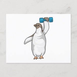 Penguin Fitness Dumbbell Briefkaart