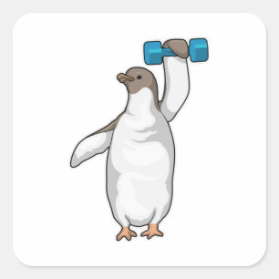 Penguin Fitness Dumbbell Vierkante Sticker
