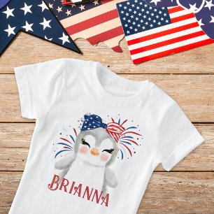 Penguin Flag Hair Tie en Fireworks gepersonaliseer T-shirt