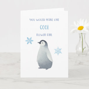 Penguin Flower Girl Proposal Card Kaart