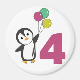 Penguin Fourth Birthday ballons for Kids Magnet Magneet