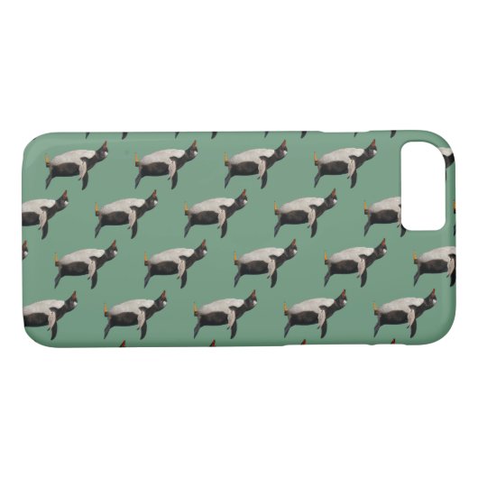Penguin Frenzy iPhone 7 Coque (Vert) (Dos (Horizontal))