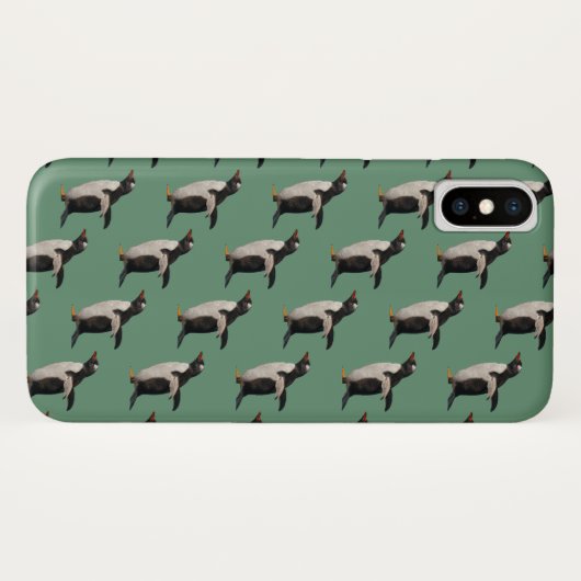 Penguin Frenzy iPhone X Hoesje (groen) (Achterkant (horizontaal))