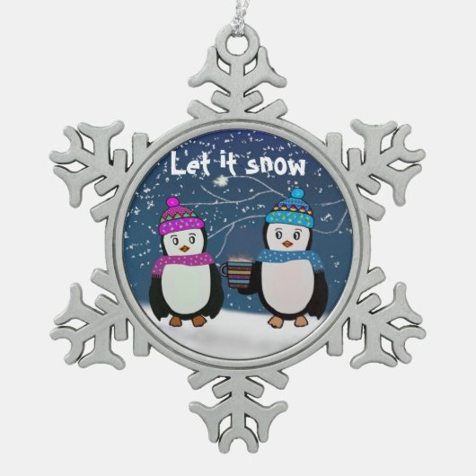 Penguin Friends Snowflake Ornament (Voorkant)