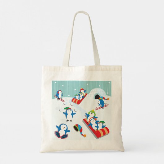 Penguin Fun Canvas tas (Achterkant)