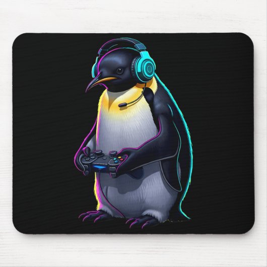 Penguin Gaming Animal Video Games Funny Penguin Muismat (Voorkant)