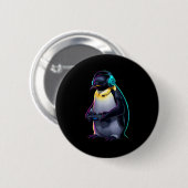 Penguin Gaming Animal Video Games Funny Penguin Ronde Button 5,7 Cm (Voorkant /achterkant)