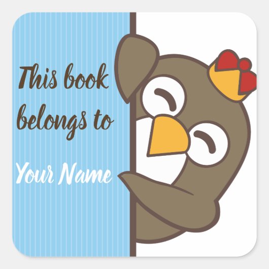 Penguin gepersonaliseerde Bookplate Sticker (Voorkant)