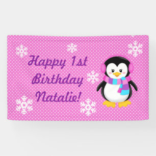 Penguin Girl Personalized Banner