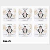 Penguin Glitter Kerstmis winter Square Stick Vierkante Sticker (Vel)