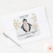 Penguin Glitter Kerstmis winter Square Stick Vierkante Sticker (Envelop)
