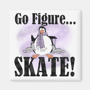 Penguin Go Figuur Schaats T-shirts en cadeautjes Magneet