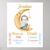 Penguin Half Moon Baby Stats Poster (Voorkant)