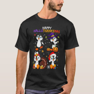 Penguin Happy Hanksmas Halloween Thanksgivin T-shirt