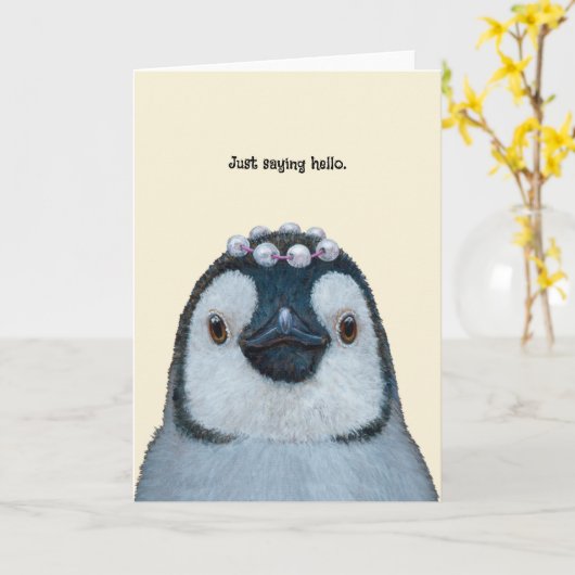 penguin hello card kaart (Gele Bloem)