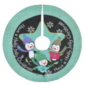 Penguin Holly Jolly 4 Holiday Tree Skirt Kerstboom Rok (Voorkant)