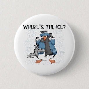 Penguin Ice Skating Ronde Button 5,7 Cm