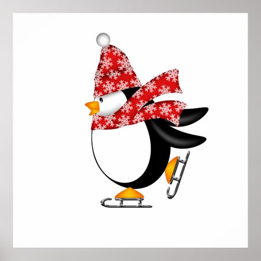 Penguin Ice Skating with Pet and Scarf Bag Poster (Voorkant)
