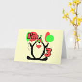 Penguin Ik ben 3 Verjaardag Tshirts en Geschenken Kaart (Gele Bloem)