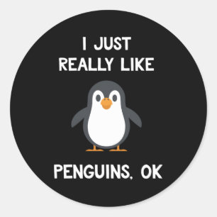 Penguin, ik hou van pinguïns oké ronde sticker
