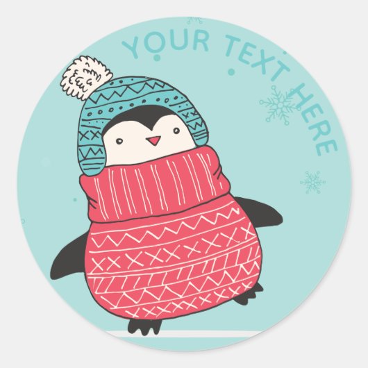 Penguin in a Sweater Cute Envelope Seals Ronde Sticker (Voorkant)