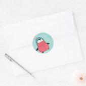 Penguin in a Sweater Cute Envelope Seals Ronde Sticker (Envelop)
