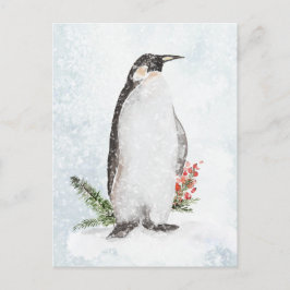 Penguin in an Icy Snowy Winter Scene Holiday Briefkaart