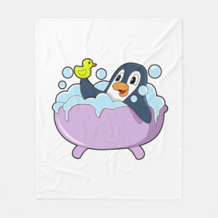 Penguin in Bathtub met Duck Fleece Deken