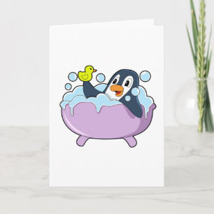 Penguin in Bathtub met Duck Kaart