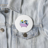 Penguin in Bathtub met Duck Ronde Button 7,6 Cm (In situ)