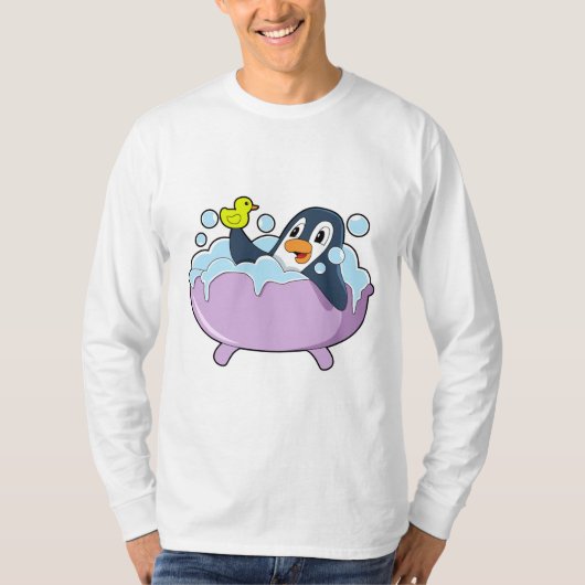 Penguin in Bathtub met Duck T-shirt (Voorkant)