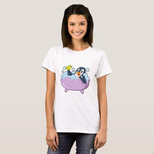 Penguin in Bathtub met Duck T-shirt (Voorkant volledig)
