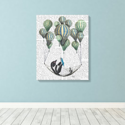 Penguin in Hammock Balloon Canvas Afdruk (Insitu (Houten vloer))