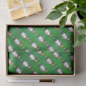 Penguin in Santa Hat Pattern on Green Tissuepapier (Geschenk)