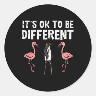 Penguin is oke om verschillende flamingo Mannen vr Ronde Sticker
