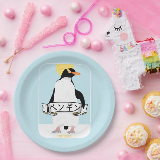 Penguin Japans schrift dat pinguïn leest Papieren Bordje (Feest)