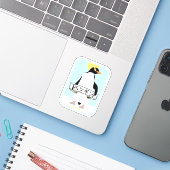 Penguin Japans schrift dat pinguïn leest Sticker (Laptop met iPhone)