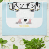 Penguin Japans schrift dat pinguïn leest Theedoek (Gevouwen)