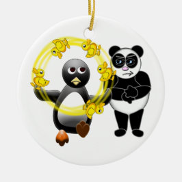 PENGUIN JUGGLING DUCKS PANDA BEER ONTDEKEND ORN KERAMISCH ORNAMENT