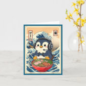 Penguin Kawaii Japanese Ramen Noodle Retro Gaming  Kaart (Gele Bloem)