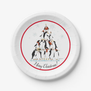 Penguin kerstboom Fun Holiday Cartoon Papieren Bordje