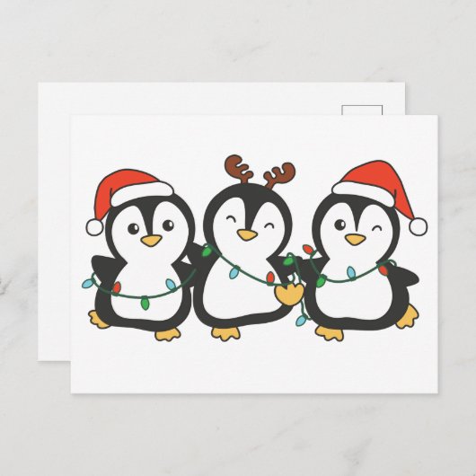 Penguin-kerstdieren die pute pinguïns koken feestdagenkaart (Voorkant / Achterkant)