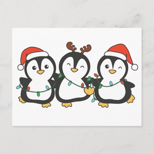 Penguin-kerstdieren die pute pinguïns koken feestdagenkaart (Voorkant)