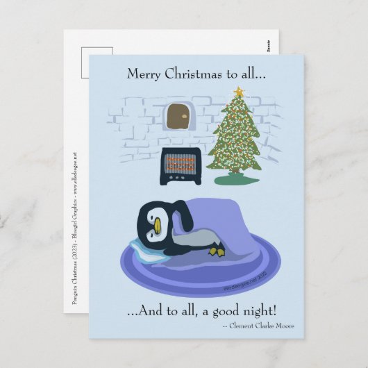 Penguin Kerstmis Feestdagenkaart (Voorkant / Achterkant)