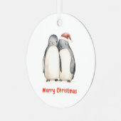 Penguin Kerstmis Metalen Ornament (Voorkant links)